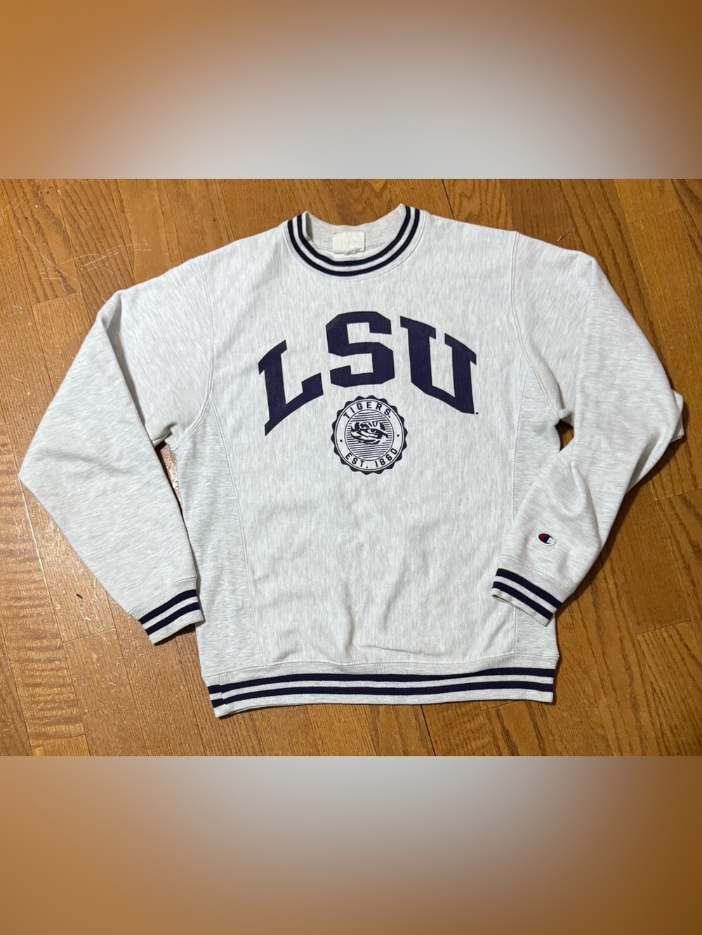 Vintage Champion Reverse Weave LSU Tigers Crewneck sweatshirt Small grey purple